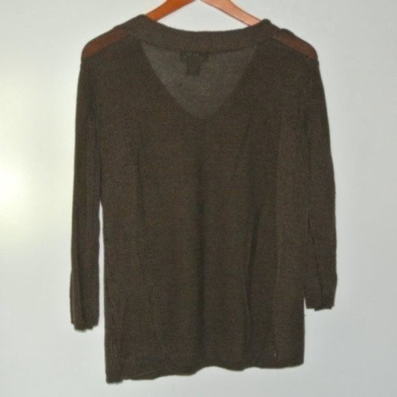 Eddie Bauer Linen Blend Brown Sweater V Neck L‎ Large - Picture 5 of 6